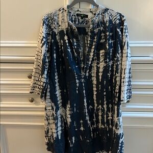 First Love Navy and Cream Tie-Dye Blouse